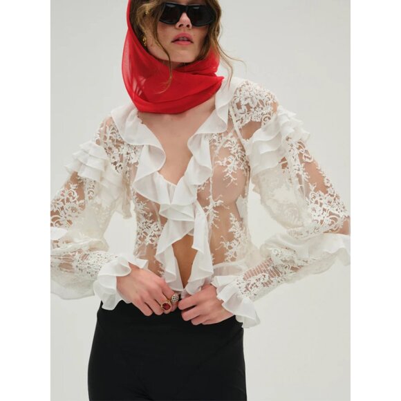 NWT Holiday Lace Blouse - Picture 1 of 5